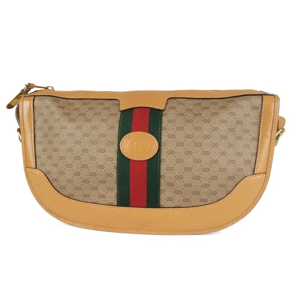 🔴SOLD🔴GUCCI Vintage Sherry Line Micro GG Web PVC Canvas Browns Crossbody bag - Picture 4 of 15